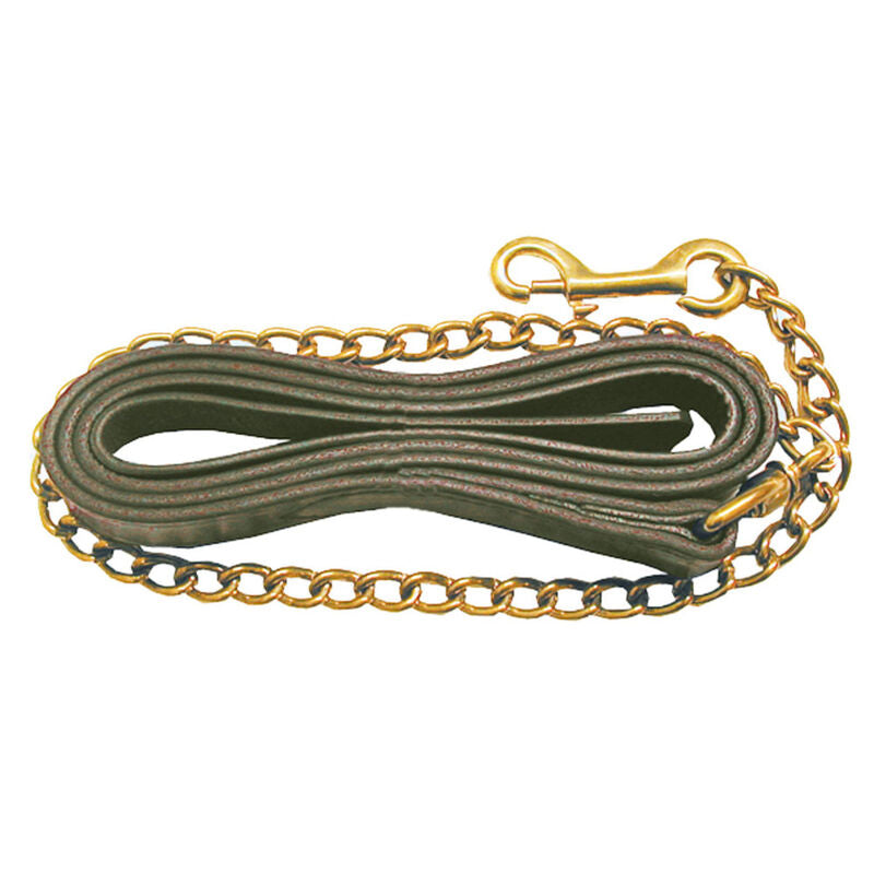 Leather Lead Shank with Solid Brass Chain - Sagebrush Tack