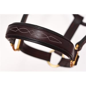 Perri's Fancy Stitched Padded Leather Halter - Havana w/Havana Padding - Sagebrush Tack