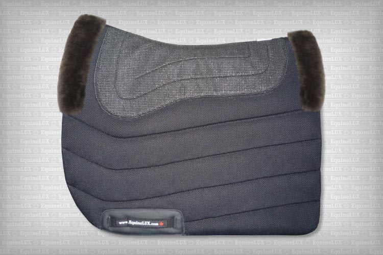 EquineLux Sweat-Wicking™ non-slip saddle pad with sheepskin trim and cotton lining (no pockets)