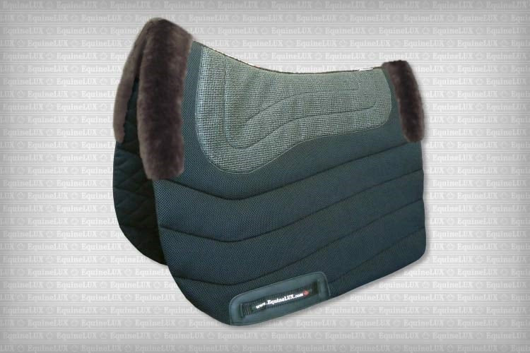EquineLux Sweat-Wicking™ non-slip saddle pad with sheepskin trim and cotton lining (no pockets)