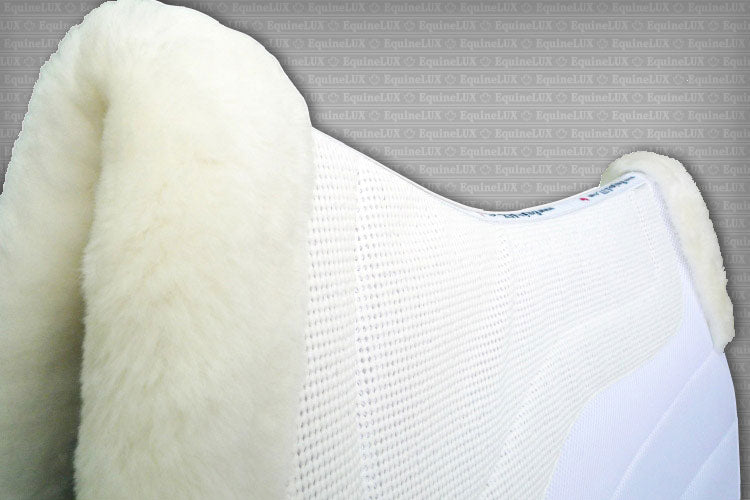 EquineLux Sweat-Wicking™ non-slip saddle pad with sheepskin trim and cotton lining (no pockets)