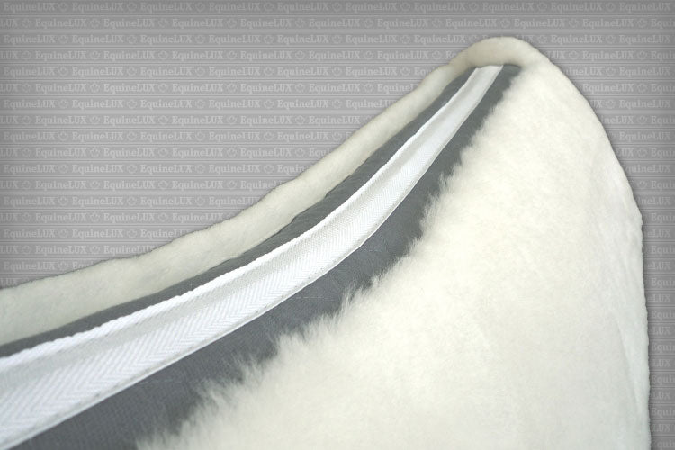 EquineLux PRESSURE-RELIEVING™ saddle pad with sheepskin lining, rolls, and pockets for shims