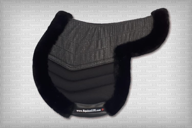 EquineLux Easy-Adjustable™ saddle pad with sheepskin lining/contour roll, and pockets for shims (3 colours available)