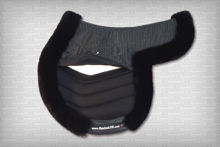 EquineLux Easy-Adjustable™ saddle pad with sheepskin lining/contour roll, and pockets for shims (3 colours available)