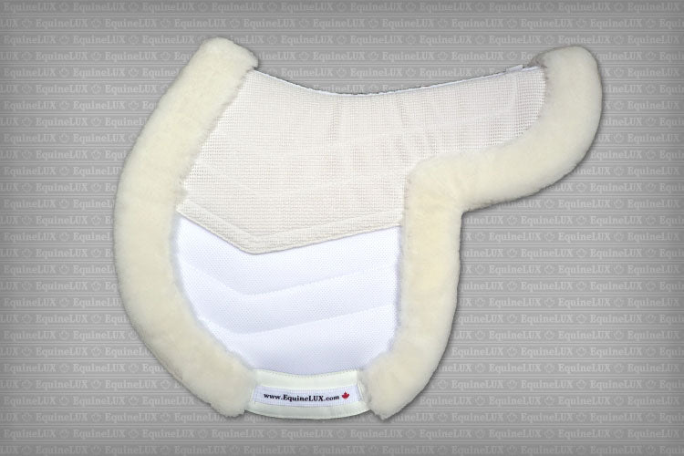 EquineLux Easy-Adjustable™ saddle pad with sheepskin lining/contour roll, and pockets for shims (3 colours available)