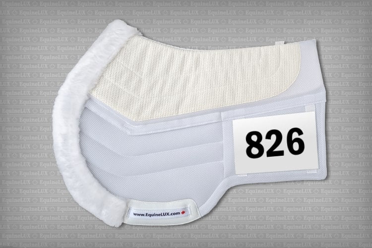 EquineLux Competition Number™ saddle pad with cotton lining, contour roll, and pockets for shims