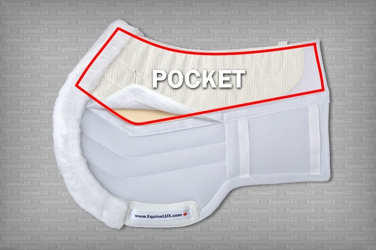 EquineLux Competition Number™ saddle pad with cotton lining, contour roll, and pockets for shims