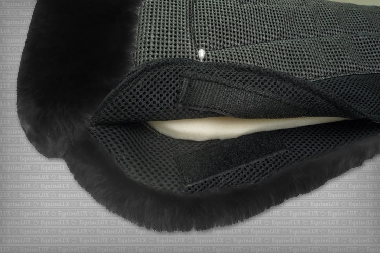 Equine-Lux Cross-Country Sheepskin Half Pads with Pommel/Cantle Rolls and POCKETS FOR SHIMS