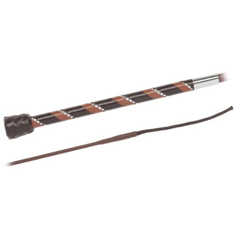 Fleck Dressage Whip with Leather Grip with Rhinestones