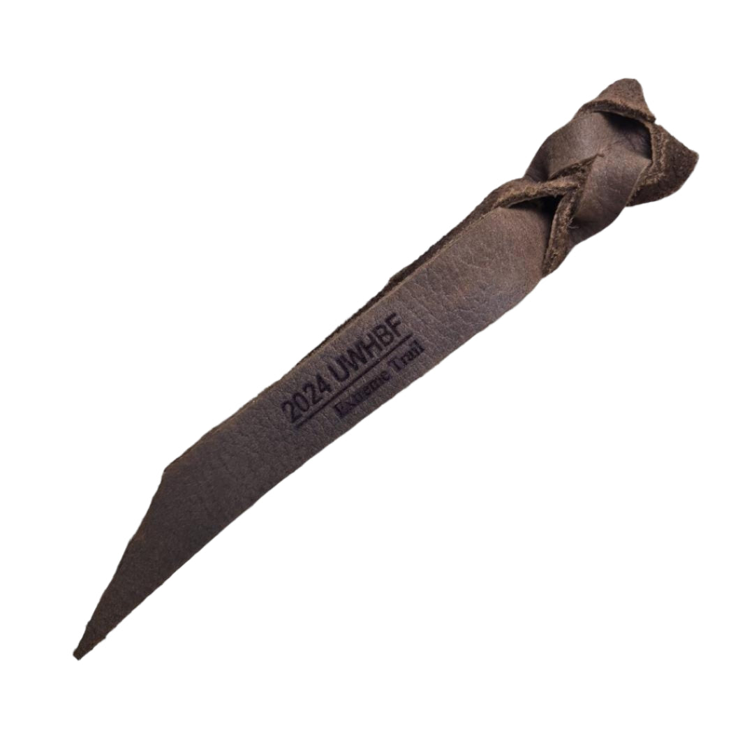 SB Engraved leather poppers for horse show awards, lead ropes, mecates, & reins