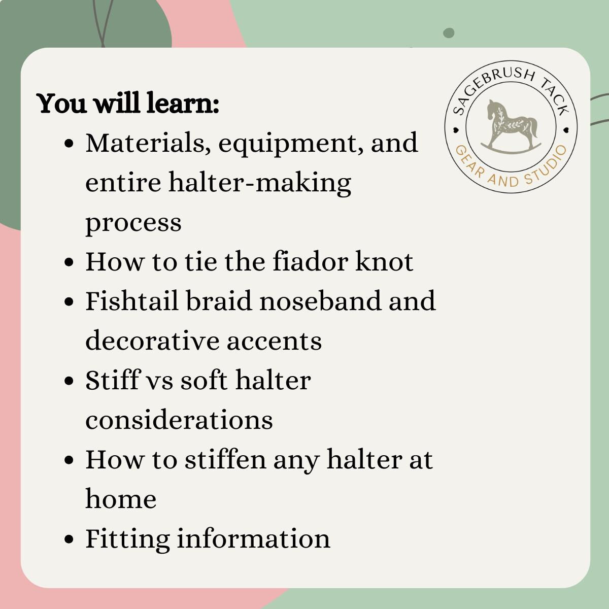 SB DIY Soft or Stiff Rope Halter Step-by Step Directions Digital Download