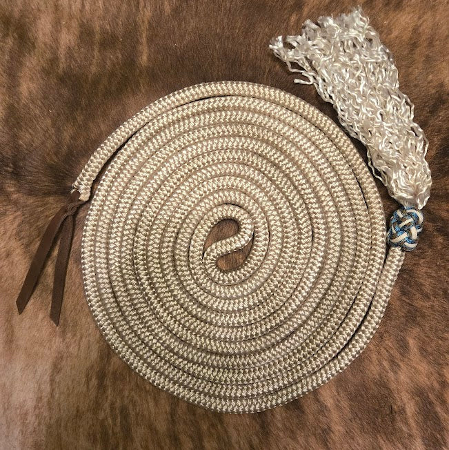 20ft 1/2" mecate reins with tassel and leather popper ends