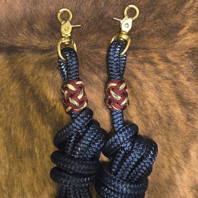 9/16" 7ft split reins, navy with burgundy and desert sand accents
