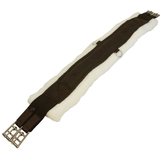 Fleece Lined Girth with Double End Elastic - Brown