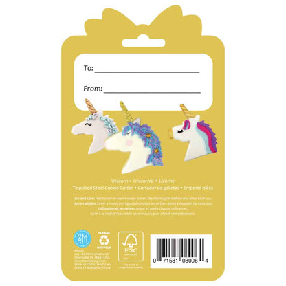 Unicorn Cookie Cutter 4.25" Carded