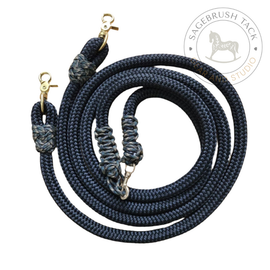 SB 5/8" Reins with Middle Clip - Black