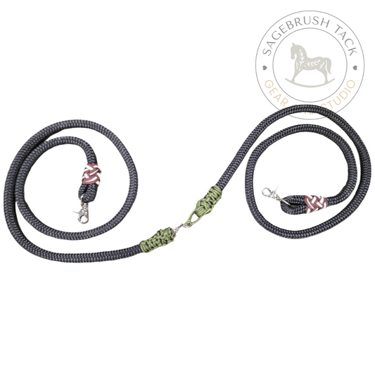SB 5/8" Reins with Middle Clip - Black