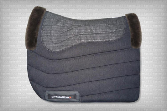 EquineLux Sweat-Wicking™ non-slip saddle pad with sheepskin trim and cotton lining (no pockets)