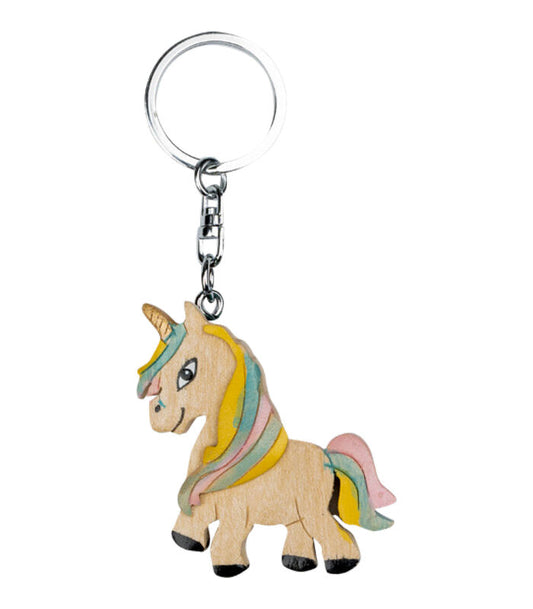 Wooden Unicorn Keychain
