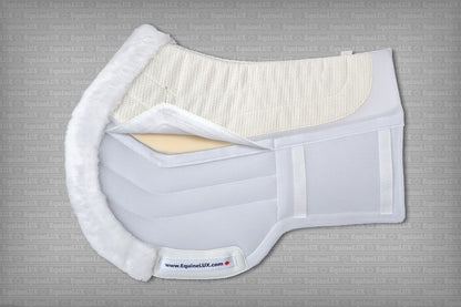 EquineLux Competition Number™ saddle pad with cotton lining, contour roll, and pockets for shims