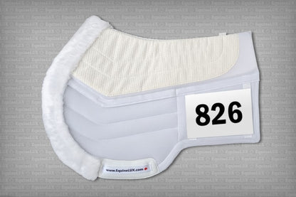 EquineLux Competition Number™ saddle pad with cotton lining, contour roll, and pockets for shims