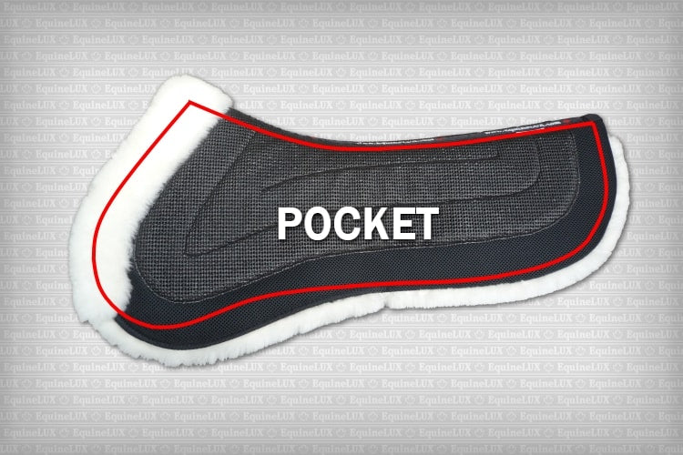Equine-Lux Cross-Country Sheepskin Half Pads with Pommel/Cantle Rolls and POCKETS FOR SHIMS