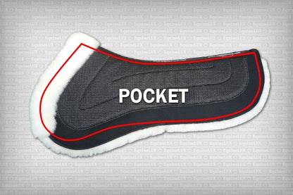 Equine-Lux Cross-Country Sheepskin Half Pads with Pommel/Cantle Rolls and POCKETS FOR SHIMS