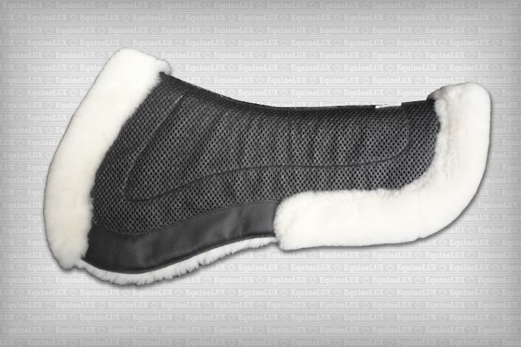 EquineLux ComfortLUX™ jumper half pad with sheepskin lining, sheepskin pommel / cantle rolls, and pockets