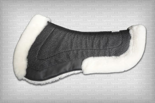 EquineLux ComfortLUX™ jumper half pad with sheepskin lining, sheepskin pommel / cantle rolls, and pockets