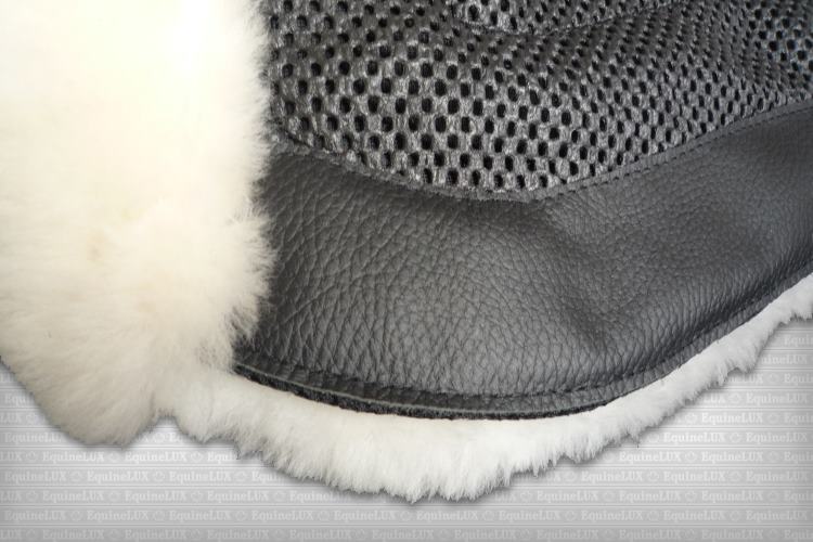 EquineLux ComfortLUX™ jumper half pad with sheepskin lining, sheepskin pommel / cantle rolls, and pockets