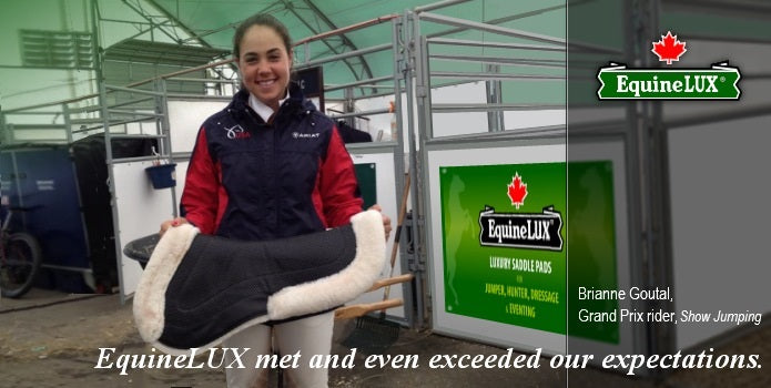 EquineLux ComfortLUX™ jumper half pad with sheepskin lining, sheepskin pommel / cantle rolls, and pockets