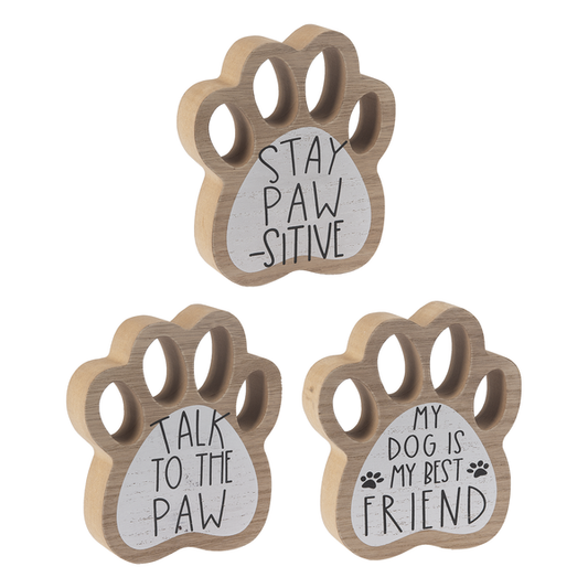 Ganz Wooden Paw Print Signs - Set of 3