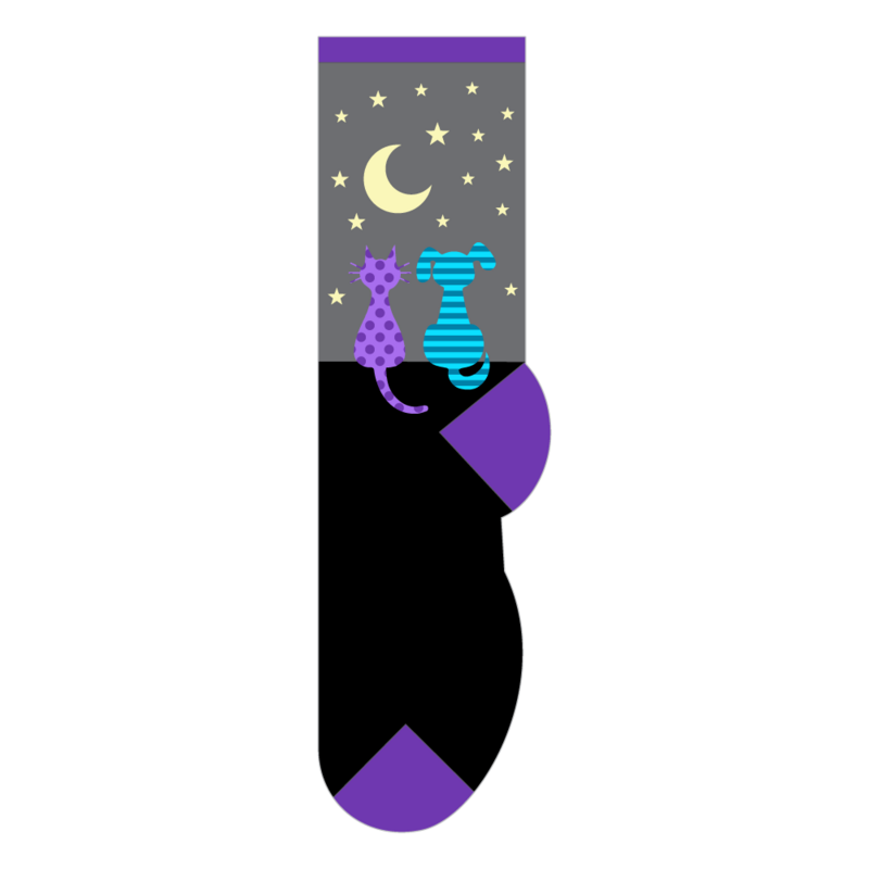 Foozys Kids' Socks - Star Gazing Cat & Dog