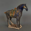Tang Sancai Blue Glazed Porcelain War Horse - Sagebrush Tack