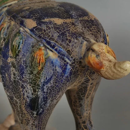 Tang Sancai Blue Glazed Porcelain War Horse