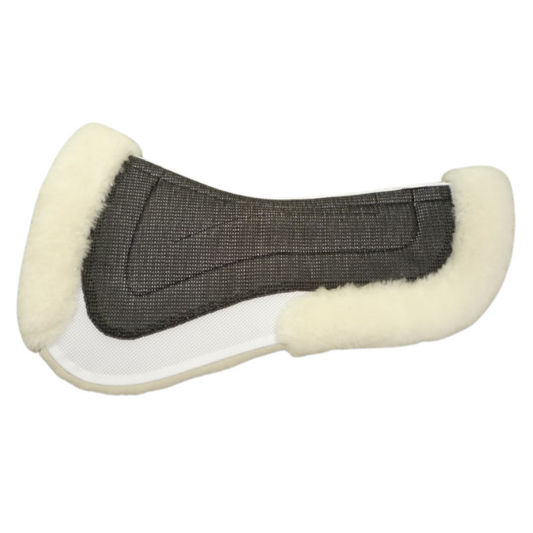 EquineLux MerinoLUX™ Dressage Sheepskin half pad with sheepskin lining, pommel / cantle rolls (no pockets)