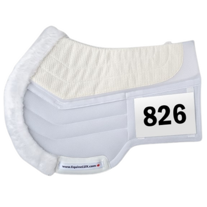 EquineLux Competition Number™ saddle pad with cotton lining, contour roll, and pockets for shims