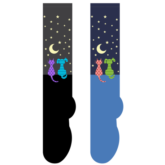Foozys Knee High Socks - Star Gazing Cat & Dog