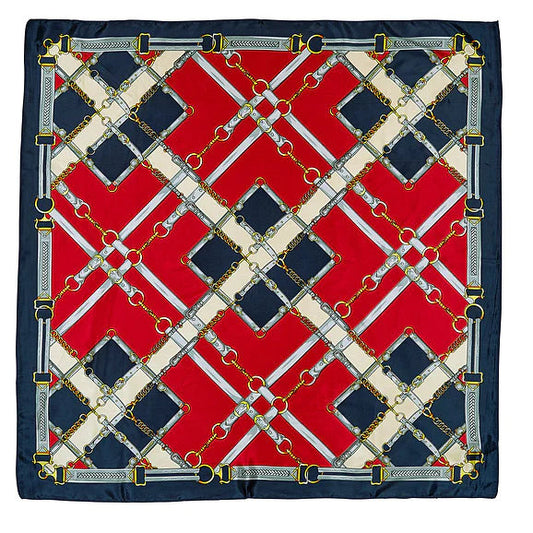 Silky Scarf - Snaffle Bit Plaid 36" x 36"