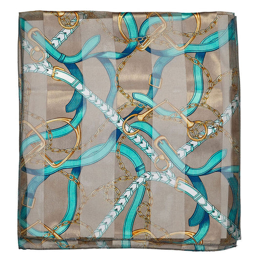 Satin Stripe English Motif Scarf
