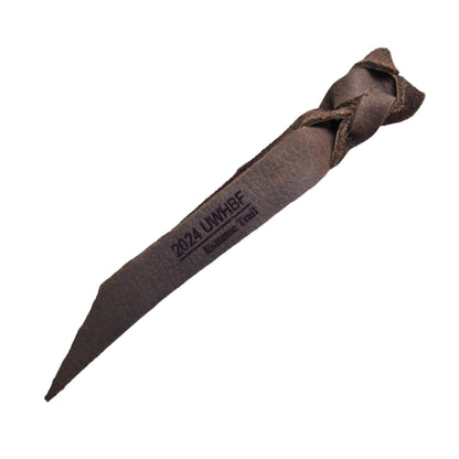 SB Engraved leather poppers for horse show awards, lead ropes, mecates, & reins