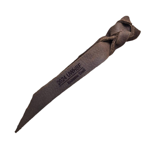 SB Engraved leather poppers for horse show awards, lead ropes, mecates, & reins