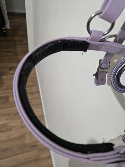 SB Lavender Biothane Endurance adjustable halter / bridle combo with removable noseband/ bitless bridle converter and optional bit attachments